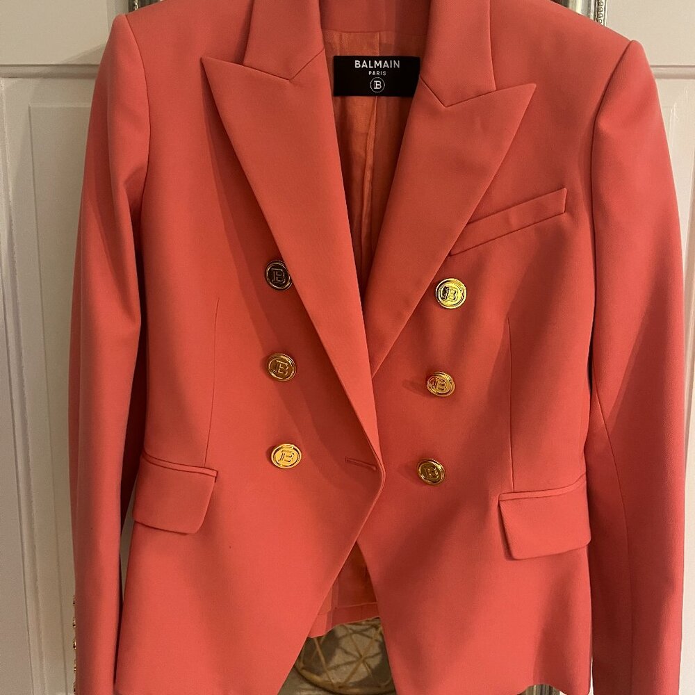 Balmain, pink 6-Buttons double-breasted blazer, Size 8